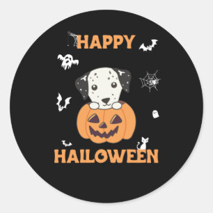 Dalmatien i Pumpkin Sweet Hundar Happy halloween Runt Klistermärke