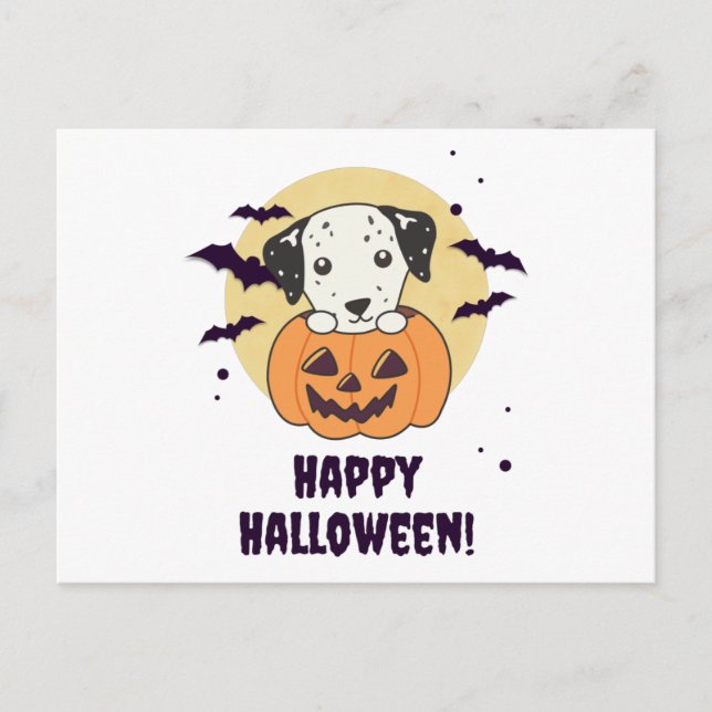 Dalmatien i Pumpkin Sweet Hundar Happy halloween Vykort (Framsida)