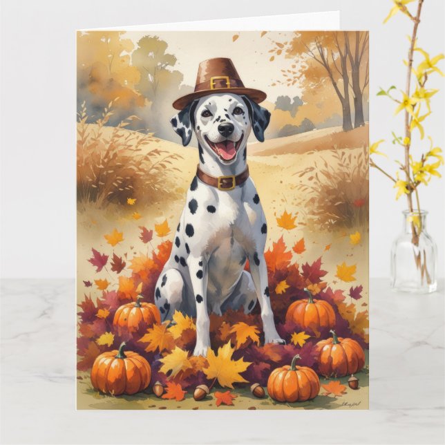 Dalmatien In Höst löv Thanksgiving Art Kort (Gul blomma)