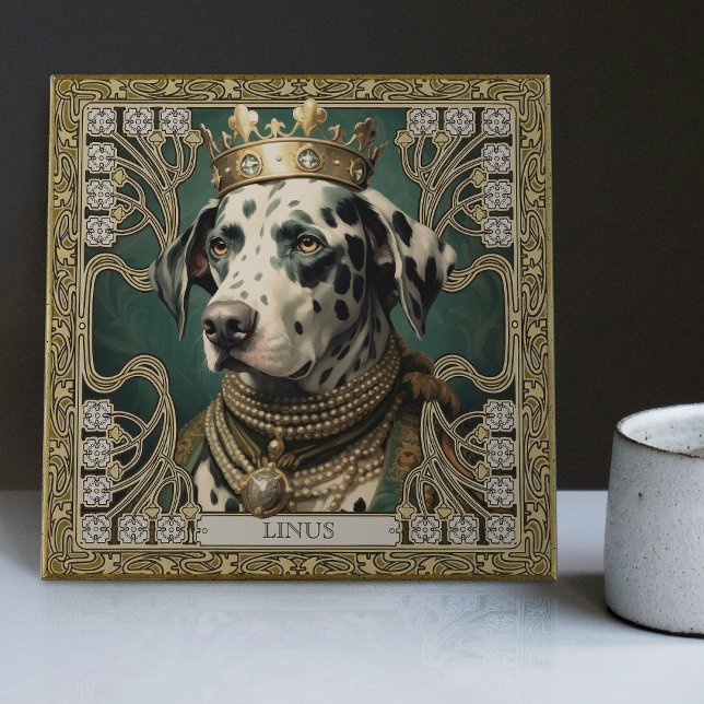 Dalmatien Jewel-Embellyed Art Deco Personlig Kakelplatta (Skapare uppladdad)