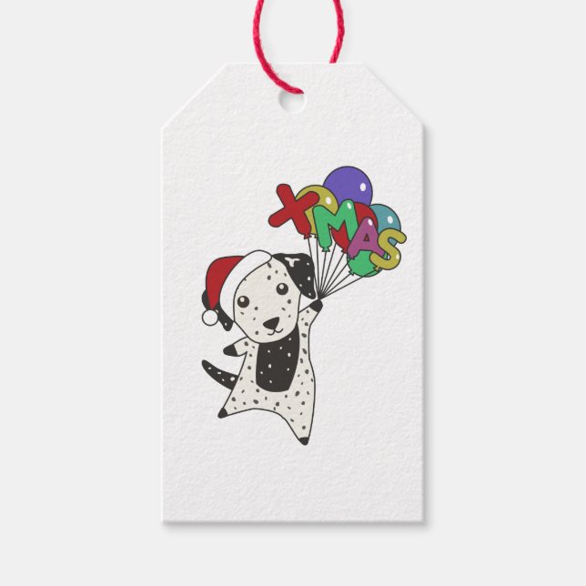 Dalmatien jul Hund Winter Animals Hundar Presentetikett (Framsidan)