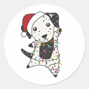 Dalmatien jul Hund Winter Animals Hundar Runt Klistermärke