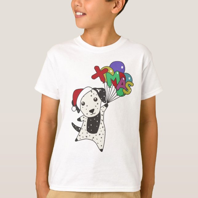 Dalmatien jul Hund Winter Animals Hundar T Shirt (Framsida)