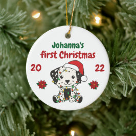 Dalmatien Jul Vinter Babys första jul Julgransprydnad Keramik