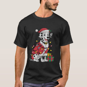 Dalmatien Julafton Lighting Santa Dalmatian Hund K T Shirt