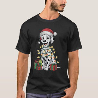 Dalmatien Julafton Lighting Santa Hat Dalmatian Hu T Shirt