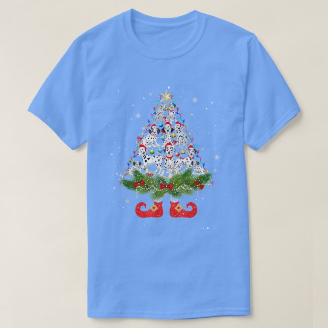 Dalmatien Julgran Ljus Cute Santa Hat Hund T Shirt (Design framsida)