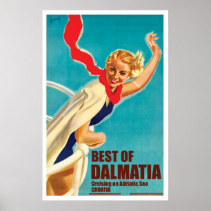 Dalmatien, Kroatien, Flickan på en Yacht Poster