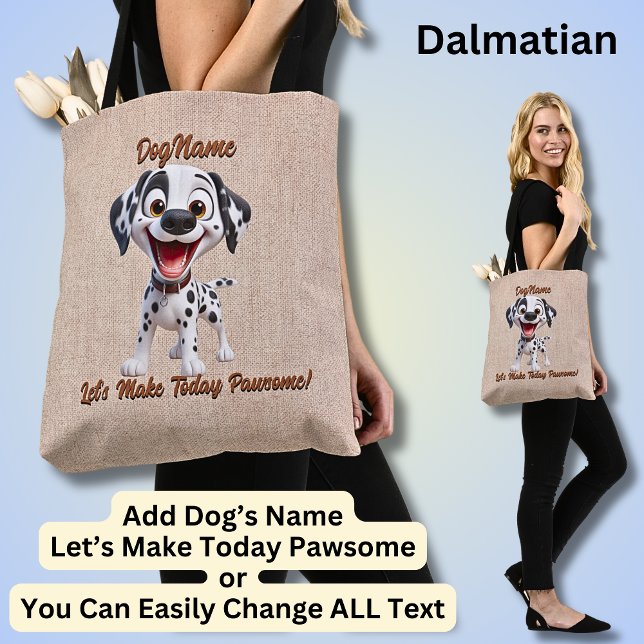 Dalmatien - lägg till Hund Namn, Ändra text Tygkasse (Skapare uppladdad)