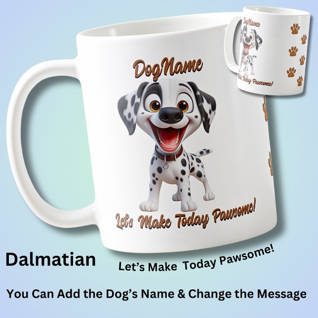 Dalmatien, lägg till Hund Namn, Byt text Kaffemugg (Skapare uppladdad)