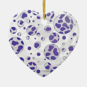 Dalmatien Lila och White Polka Dot Julgransprydnad Keramik
