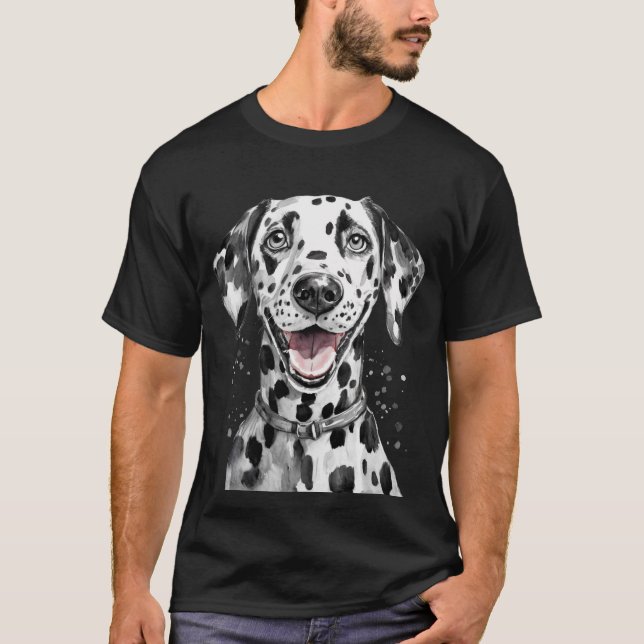 Dalmatien Lycklig Ansikte hund T Shirt (Framsida)