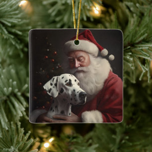Dalmatien med Jultomten julafton Julgransprydnad Keramik