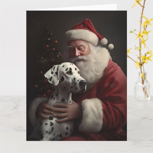 Dalmatien med Jultomten julafton Kort (Gul blomma)