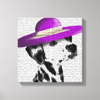 Dalmatien med Lila Wide Brimmed Hat