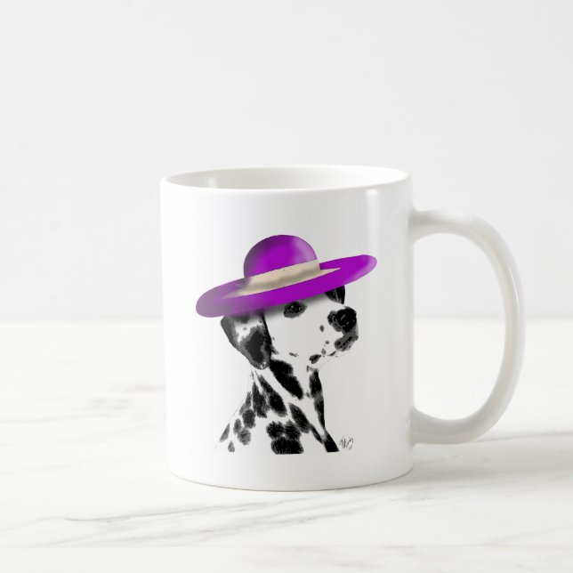 Dalmatien med Lila Wide Brimmed Hat Kaffemugg (Höger)
