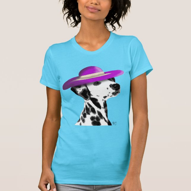 Dalmatien med Lila Wide Brimmed Hat Tee (Framsida)