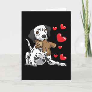 Dalmatien med mjukisdjur och hjärta kort