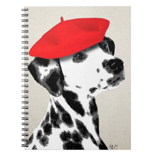 Dalmatien med Red Beret Anteckningsbok Med Spiral (Framsidan)