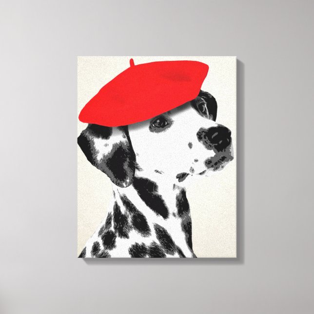 Dalmatien med Red Beret Canvastryck (Framsida)