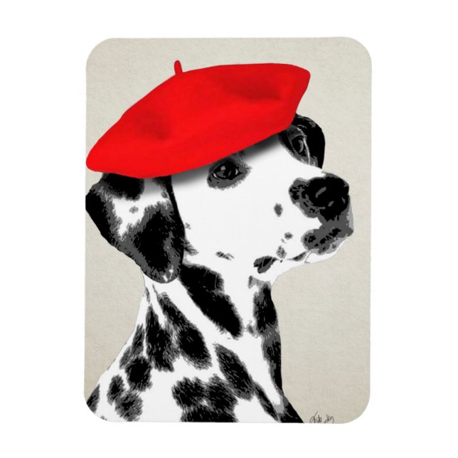 Dalmatien med Red Beret Magnet (Vertikal)