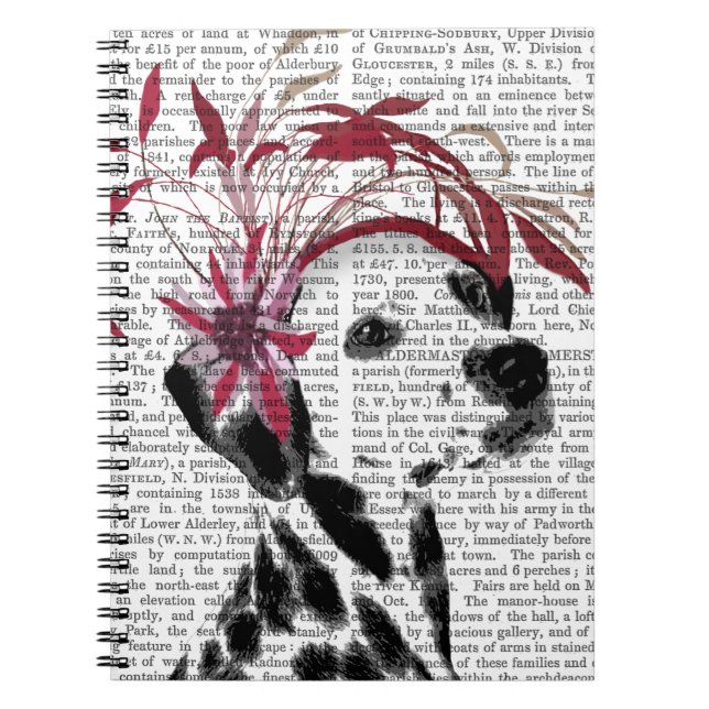 Dalmatien med röd fascinator anteckningsbok med spiral (Framsidan)