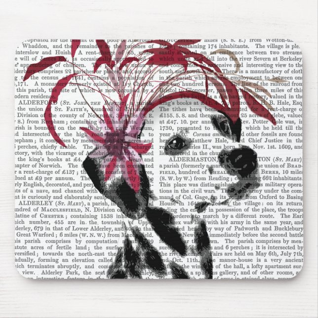 Dalmatien med röd fascinator musmatta (Framsidan)