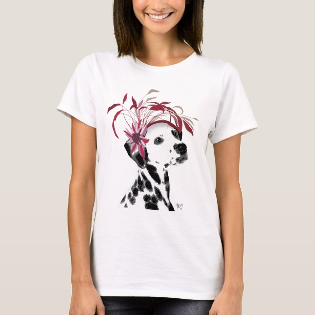 Dalmatien med röd fascinator tee (Framsida)