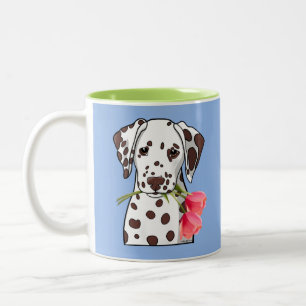 Dalmatien med tulpaner Två-Tonad mugg