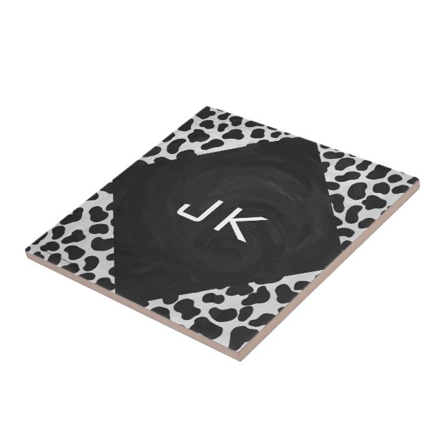 Dalmatien Monogrtam Black and White Prints Kakelplatta (Sidan)