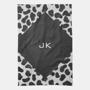 Dalmatien Monogrtam Black and White Prints Kökshandduk