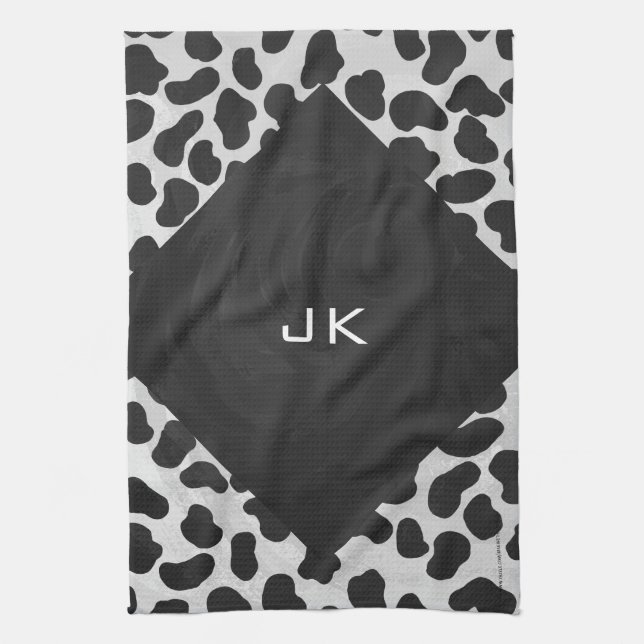 Dalmatien Monogrtam Black and White Prints Kökshandduk (Vertikal)