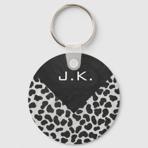 Dalmatien Monogrtam Black and White Prints Nyckelring