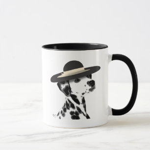 Dalmatien och Brimmed Black Hat Mugg