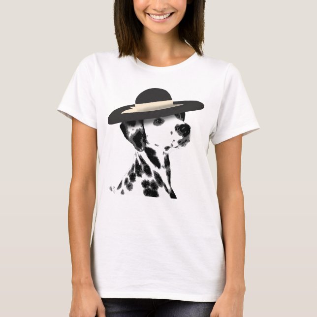 Dalmatien och Brimmed Black Hat Tee Shirt (Framsida)