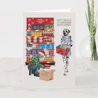Dalmatien och Cat kan inte tro att det är jul Kort