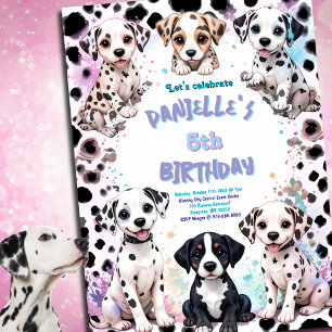 Dalmatien och Hund Pals Watercolor Födelsedagsfest Inbjudningar