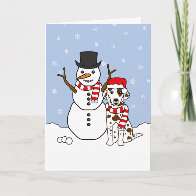 Dalmatien och Snögubbe Helgkort (Framsida)