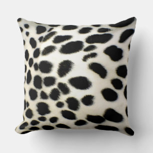Dalmatien Päls Anpassa Struktur Black and White Kudde