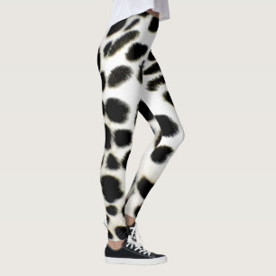Dalmatien Päls Anpassa Struktur Black and White Leggings