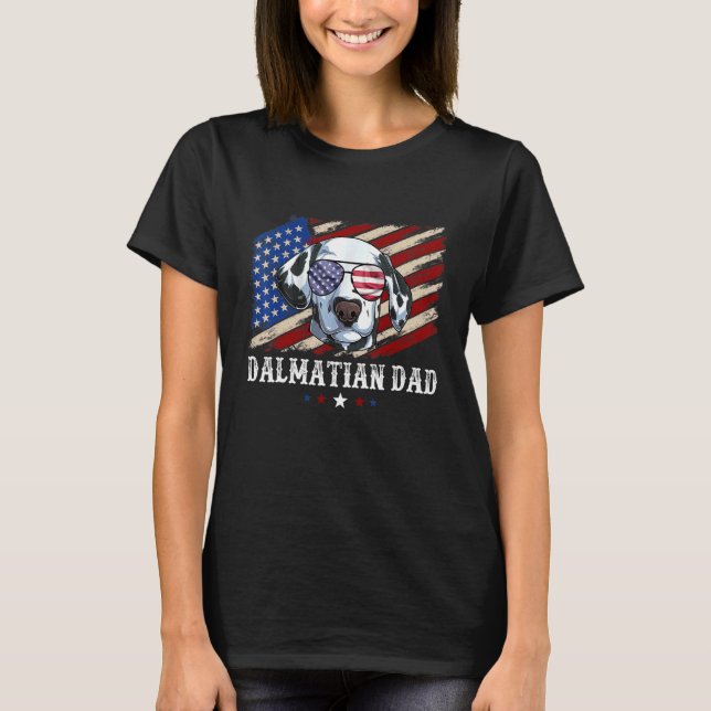 Dalmatien Pappa Merica 4:e juli Amerikanska T Shirt (Framsida)