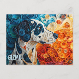 Dalmatien Papper Quilling Art Porträtt Vykort