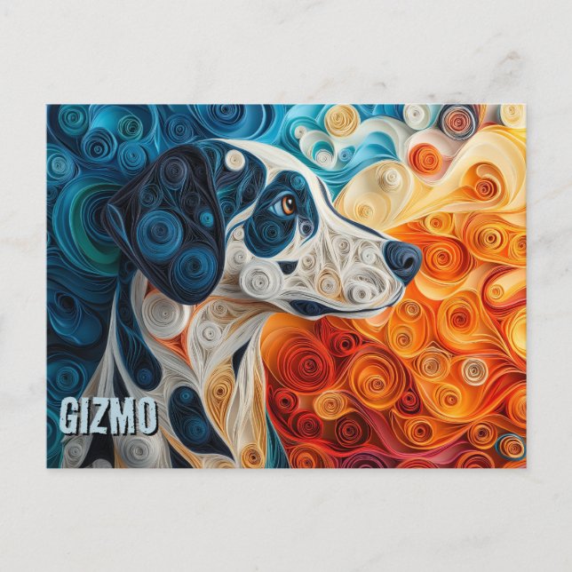 Dalmatien Papper Quilling Art Porträtt Vykort (Framsida)