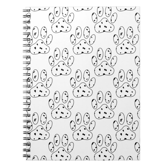 Dalmatien Paw Skriv ut Mönster Anteckningsbok Med Spiral (Framsidan)
