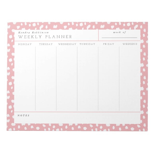 Dalmatien Persuasion Rosa Weekly Planner Antecknin Anteckningsblock (Framsida)
