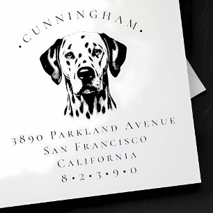 Dalmatien Pet Hund Family Namn och Returadress Stämpel