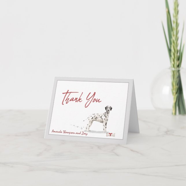 Dalmatien Pet Hund Personalize Bone Ribbon Tack Kort (Framsida)