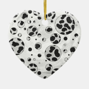 Dalmatien Polka Dot Black and White Julgransprydnad Keramik