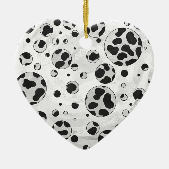 Dalmatien Polka Dot Black and White Julgransprydnad Keramik (Framsidan)