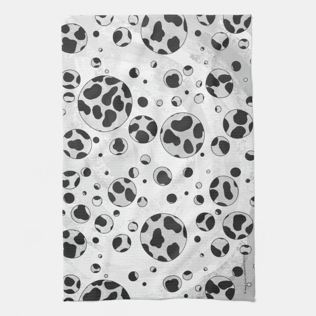 Dalmatien Polka Dot Black and White Kökshandduk (Vertikal)